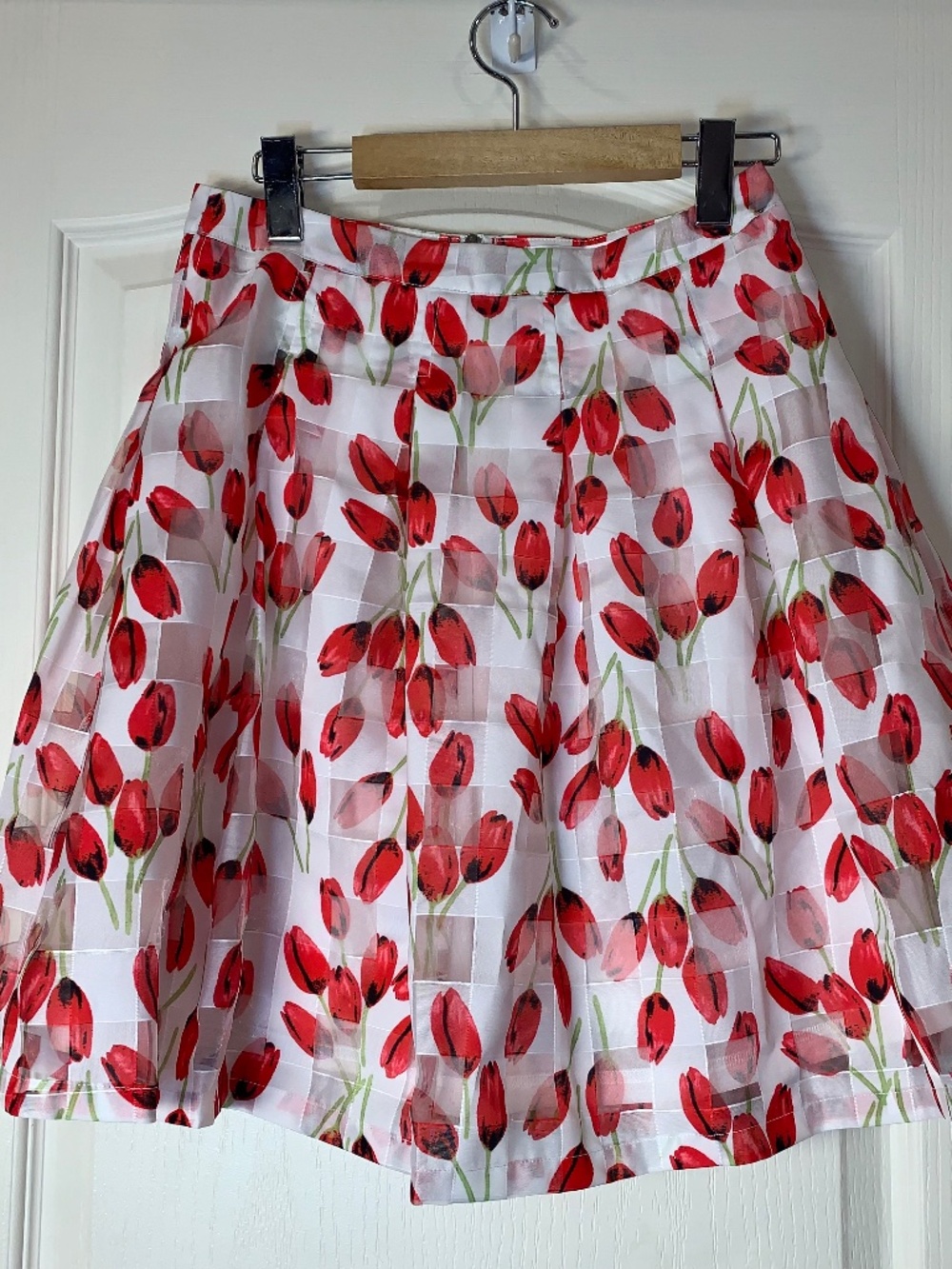 Tulip Print Sheer Floral Skirt EU 40 Romantic Cottagecore Garden Party Spring